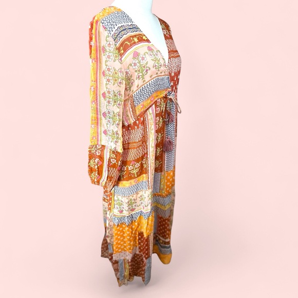 Raga NWT SZ Med Orange Pink V-Neck Sundress - Picture 3 of 13